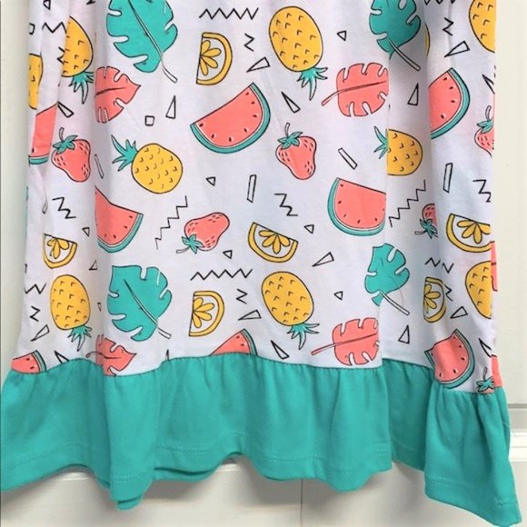 Bobbie Brooks Multi Color Strip Fruit Print Summer Sun Dress Size XS Childs NWT - Picture 3 of 5